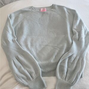 Women's Light Blue Balloon-Sleeve Crewneck Cashmere Sweater